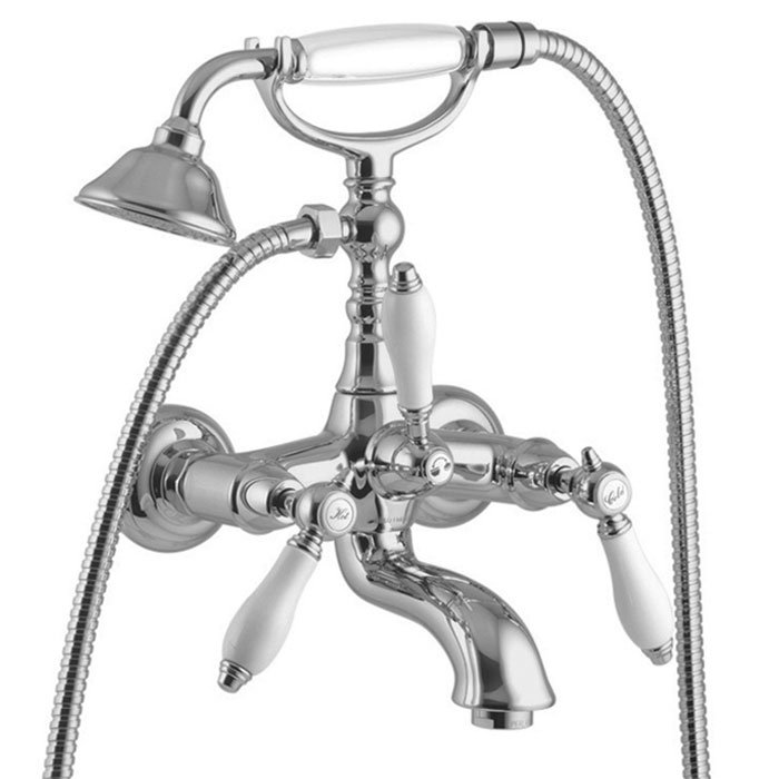 Exposed bath tap with shower set