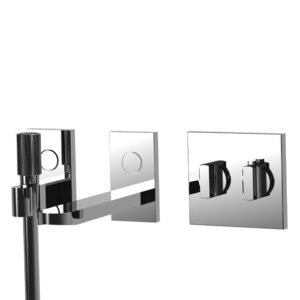 Switch built-in thermostatic bath mixer with two outlets