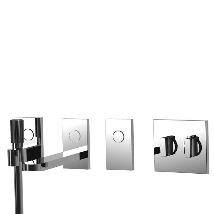 Switch built-in thermostatic bath mixer with three outlets