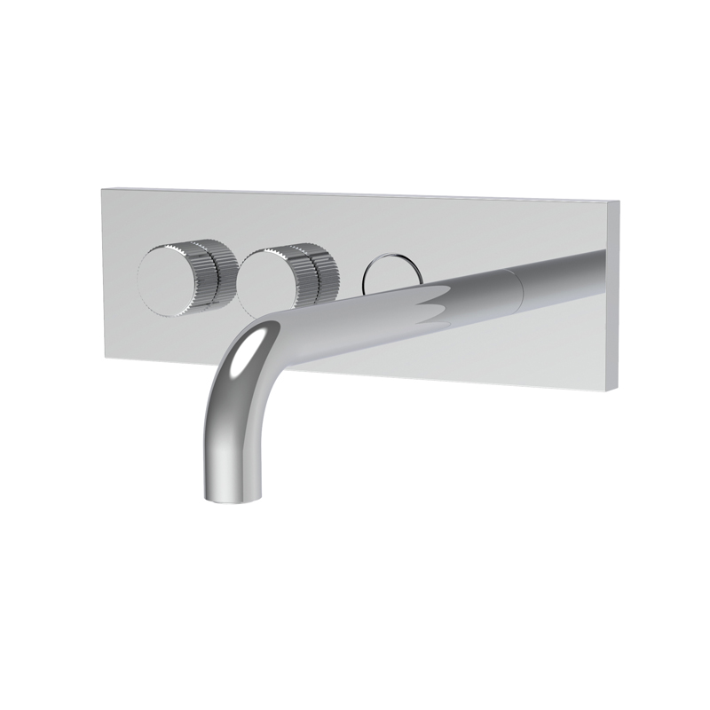 Wall mounted wash basin mixer with on/off button