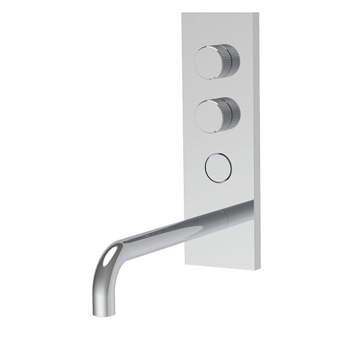 Wall mounted wash basin mixer with on/off button