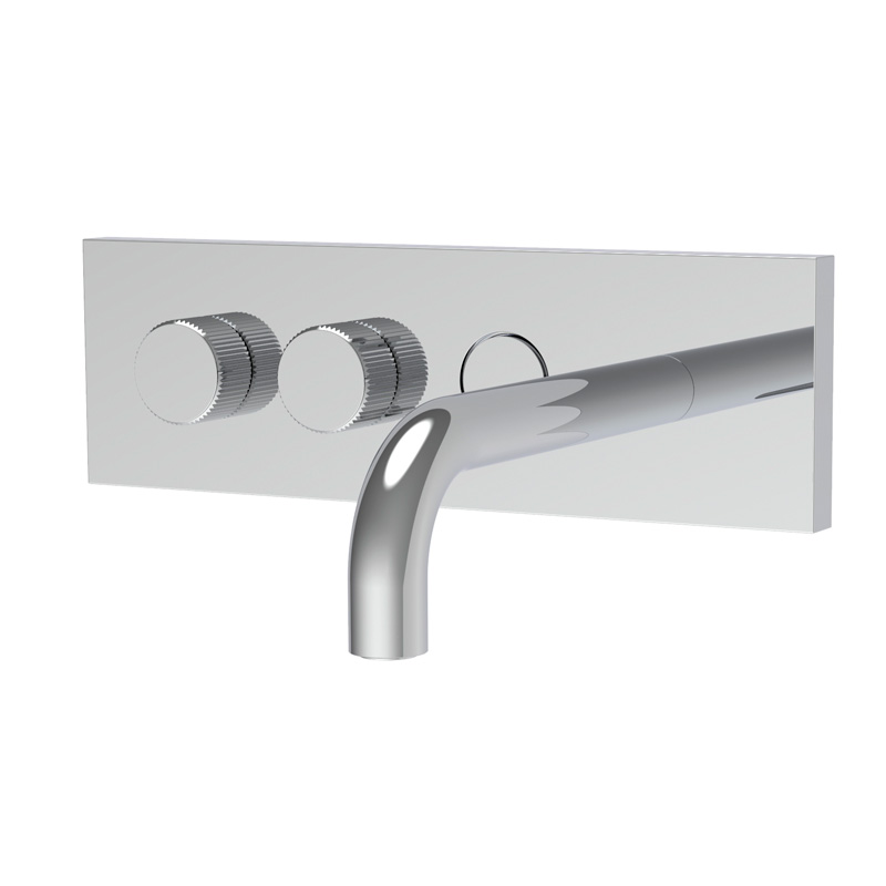 Wall mounted wash basin mixer with on/off button