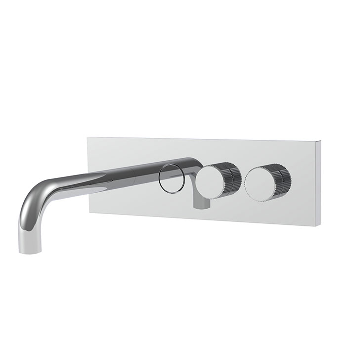 Wall mounted wash basin mixer with on/off button