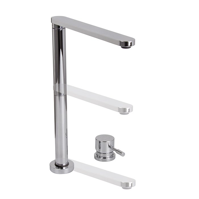 Ghost sink bendable mixer with remote control on deck