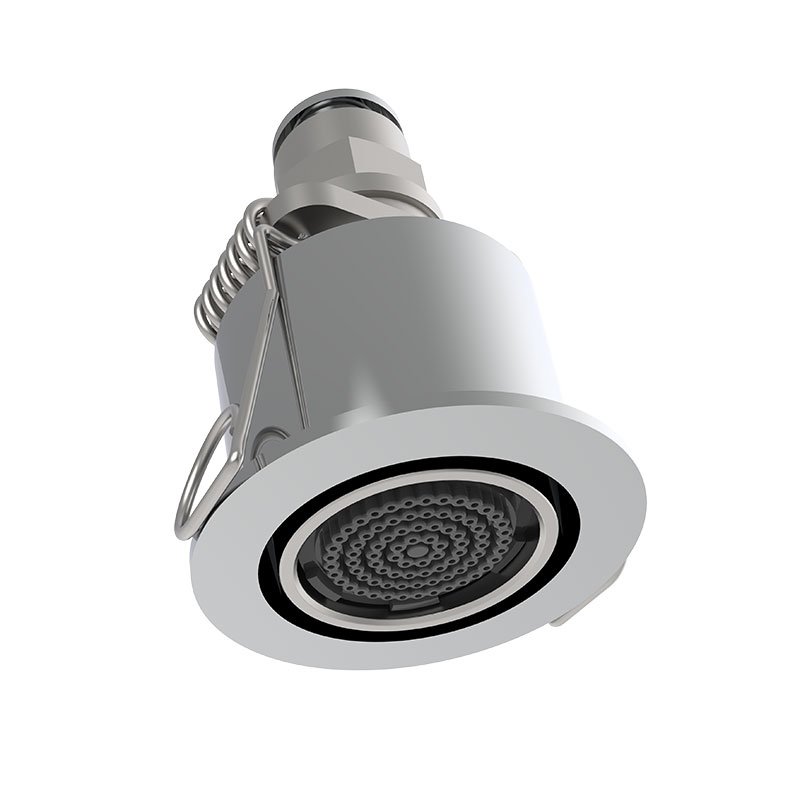 Concealed micro  shower head with spring fastening system