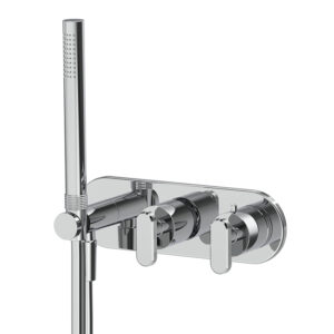 Thermostatic bath and shower mixer for concealed installation 2 outlets with shower set
