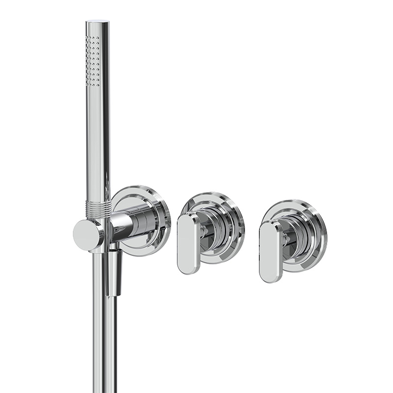 Single lever bath and shower mixer for concealed installation 2 outlets with shower set