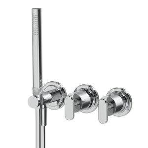 Thermostatic bath and shower mixer for concealed installation 2 outlets with shower set