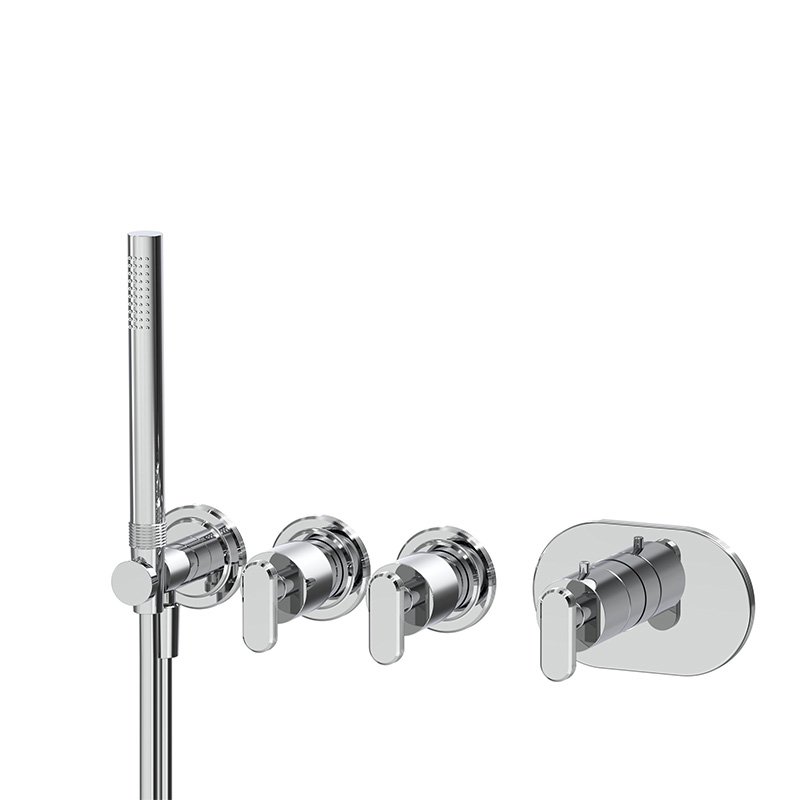 Built-in single lever bath/shower mixer with two outlets