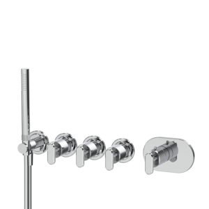 Built-in single lever bath/shower mixer with three outlets