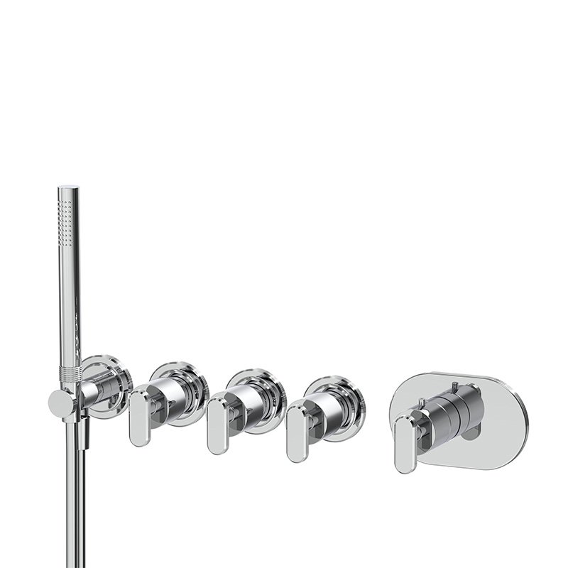 Built-in single lever bath/shower mixer with three outlets