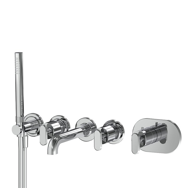 Two outlets thermostatic built in bath mixer