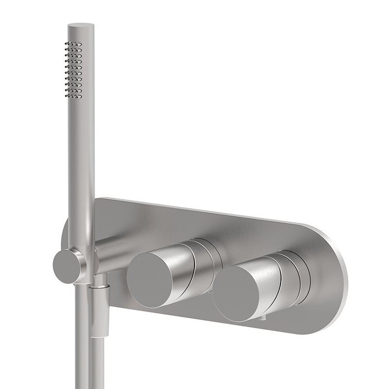 Thermostatic bath and shower mixer for concealed installation 2 outlets with shower set