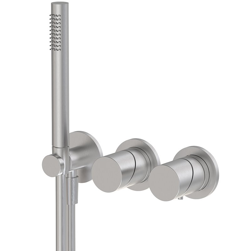 Thermostatic bath and shower mixer for concealed installation 2 outlets with shower set