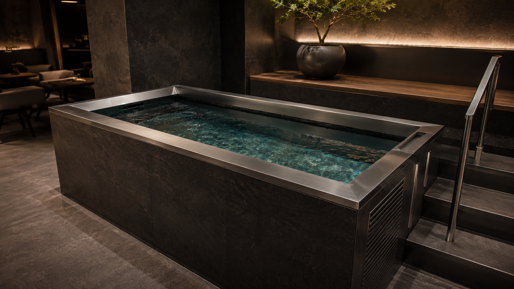 iCoolSport cold plunge system installed in a premium private club wellness suite