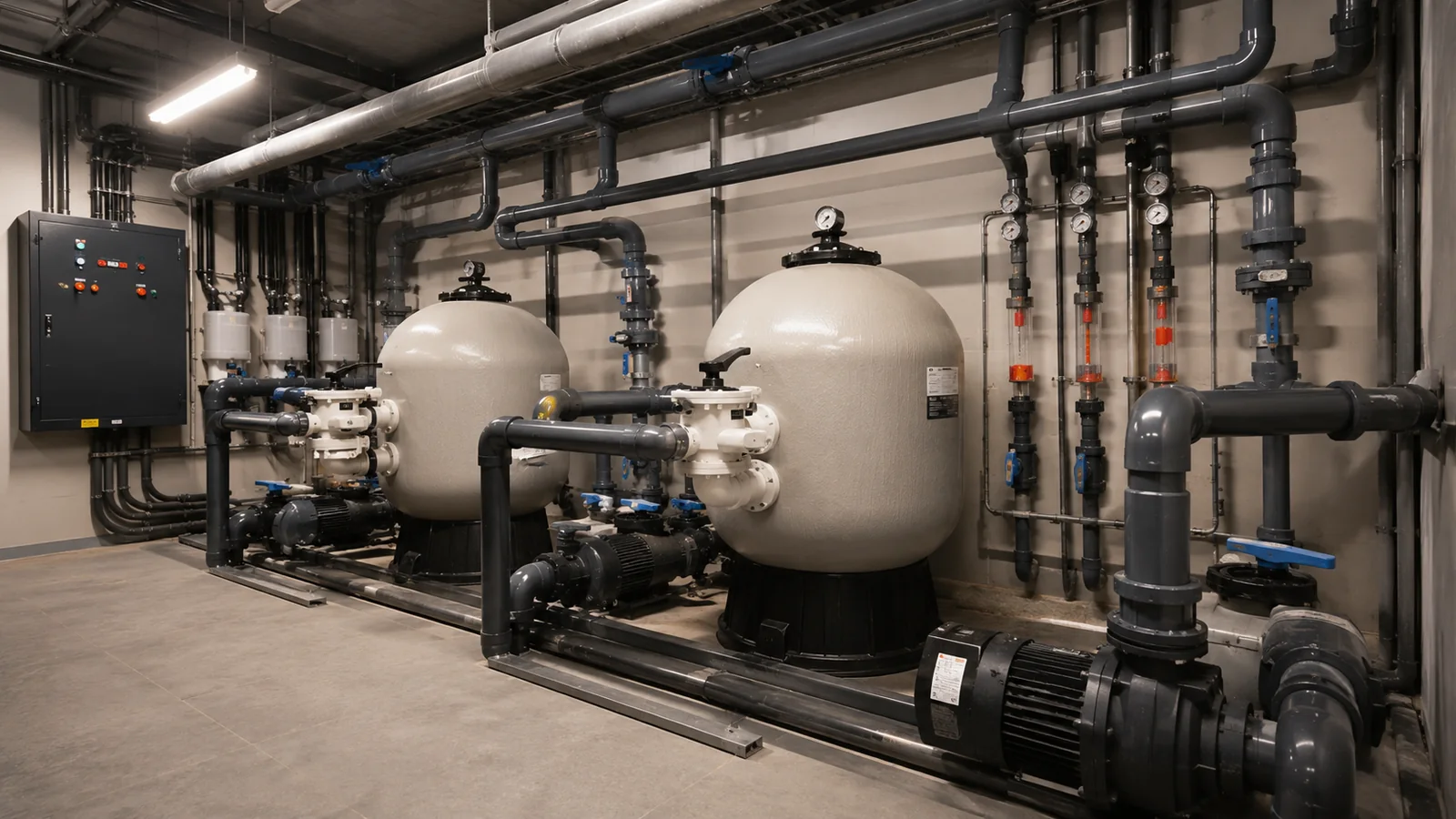 Hotel spa and pool filtration infrastructure